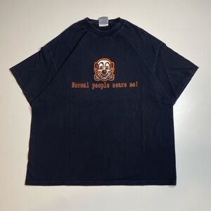 Vintage Y2K Clown Skull “Normal People Scare Me” Grunge Quote Black T-shirt XL